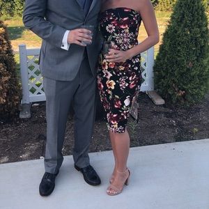 Floral strapless midi dress